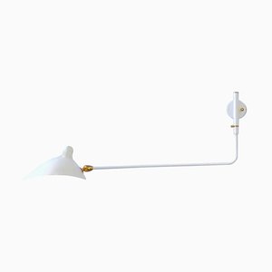Mid-Century Modern White Wall Lamp with One Rotating Straight Arm by Serge Mouille