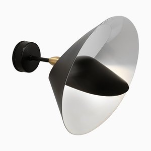 Schwarze Mid-Century Modern Saturn Wandlampe von Serge Mouille