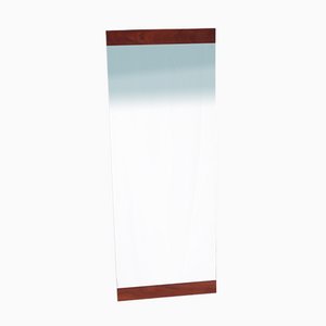 Vintage Elongated Wall Mirror with Wooden Edge, 1960s