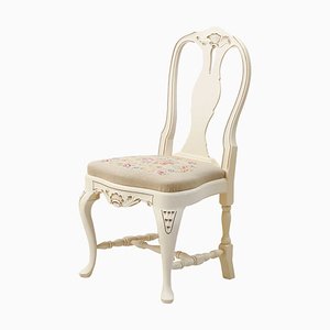 Swedish Rococo Hand Painted Chair with Tapestry Seat, 1930s