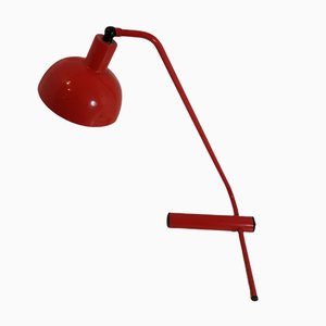 Lampada da scrivania minimalista rossa, Italia, metà XX secolo