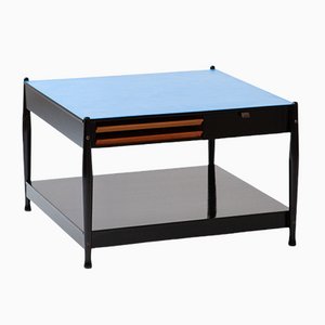 Italian Restyled Black and Blue Coffee Table by Fratelli Reguitti, 1950s