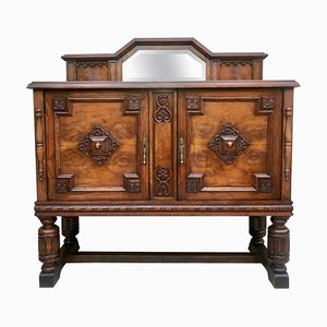 19th Century Catalan Spanish Buffet with 2 Doors and Mirror Crest