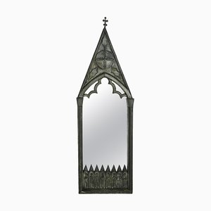 Gothic Revival Wall Mirror in Pewter, 1920