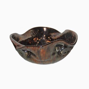 Metallic Ceramic Bowl by Giuseppe Mazzotti for MGA, 1950s