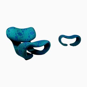 Set of Sculpture 190 Lounge Chair with Ottoman Set by Vittorio Introini for Saporiti, 1970s