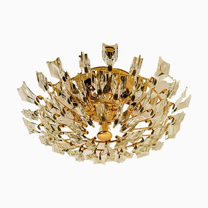 Vergoldete Deckenlampe oder Wandleuchte aus Kristallglas von Oscar Torlasco für Stilkronen
