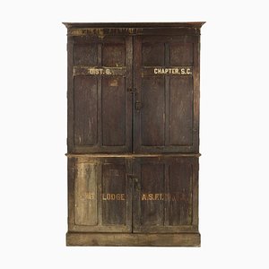 Large Vintage Patinated Wood Postal Cabinet