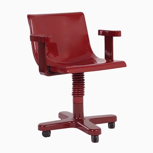 Dunkelroter Stuhl aus Kunststoff & Metall von Ettore Sottsass für Olivetti Synthesis