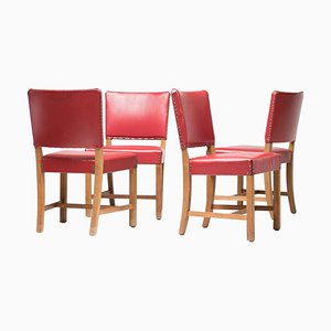 Danish Red 3758 Dining Chairs by Kaare Klint for Rud. Rasmussen, Set of 4