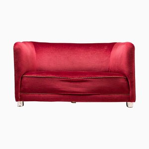 Red Velvet Sofa by Ole Wanners