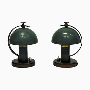 Green Metal Table Lamps by Erik Tidstrand for NK, Sweden, 1930s, Set of 2