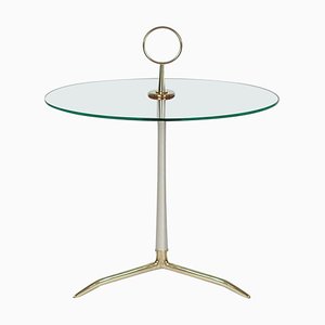 Mid-Century Italian Brass and Clear Glass Tripod Side Table by Cesare Lacca, 1950s