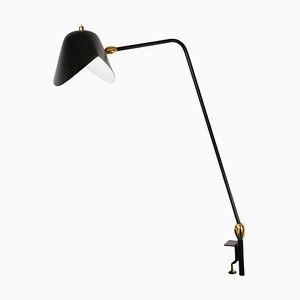 Mid-Century Modern Black Agrafée Table Lamp with Two Swivels by Serge Mouille