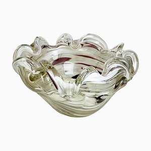 Large Italian Murano Glass Floral Bowl Ashtray, 1970s