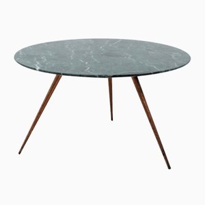 Mid-Century Green Marble Round Coffee Table, 1950s
