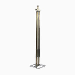 Floor Lamp in Chromed Steel and Polished Brass