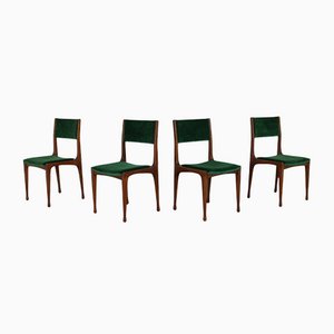 Walnut and Gucci Velvet 693 Chairs by Carlo De Carli for Cassina, Set of 4