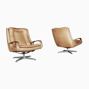 Set of Leather Swivel Chairs by Carl Straub, 1950s