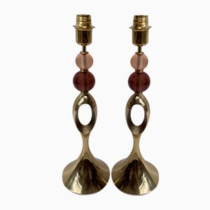 Murano Kristall & Bronze Lampen, 2er Set