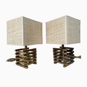 Italian Brass Table Lamps by Gaetano Sciolari, 1970s, Set of 2