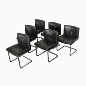 Cantilever Leather Chairs by Robert Haussmann for De Sede, Set of 6
