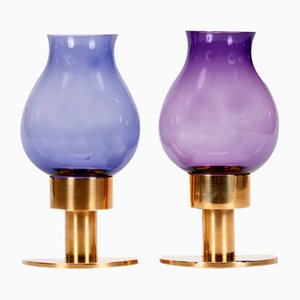 Glass and Brass Candle Holds by Hans-Agne Jakobsson for Ab Markaryd, 1960s