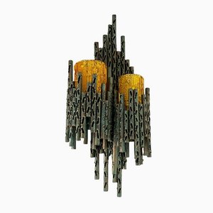 Mid-Century Brutalist Glass Wall Lamp by Marcello Fantoni, 1960s