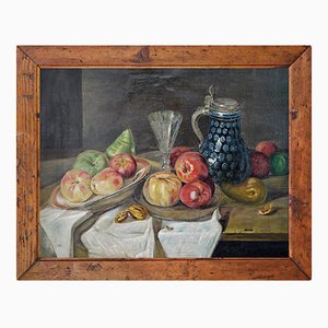 Bodegón con frutas, finales de 1800, pintura, enmarcado