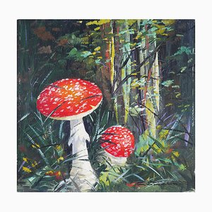 Carl Braml, Still Life with Amanita Muscaria, Oil Painting, Framed