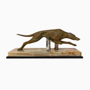 Art Deco Marble Spelter Greyhound, France, 1930s