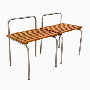 French Modernist Les Arcs Luggage Racks in Tubular Steel by Charlotte Perriand, 1950s, Set of 2