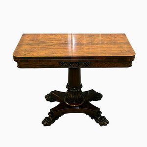 Regency Rosewood Turn-Over Top Card Table on Paw Feet & Casters