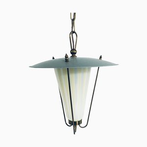 French Pendant Lantern Lamp, 1950s