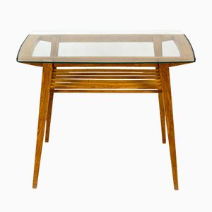 Wooden Coffee Table with Glass Top from Drevozpracujici Druzstvo, 1960s