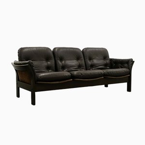 Brown Leather & Suede 3-Seater Sofa with Bentwood Frame from Thams Kvalitet