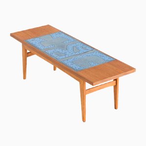 Mid-Century Modern Coffee Table in Wood & Ceramic, 1950s