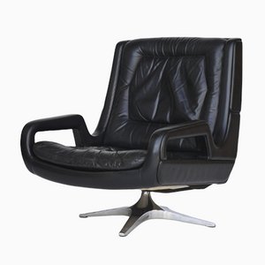 Mid-Century Leather Swivel Lounge Chair