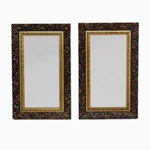 Early 20th Century Spanish Beveled Mirrors with Gold Frames, Set of 2