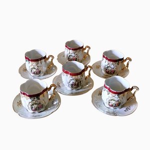 Tazas de té y platillos de G. Andlovitz para Società Ceramica Italiana Laveno. Juego de 12