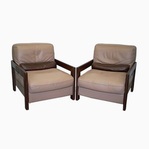 Cream or Brown Leather Armchairs from Poltrona Frau, Set of 2