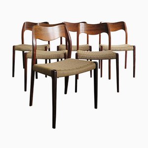 Scandinavian Model 71 Chairs by Niels O. Møller, Denmark, 1960s, Set of 6