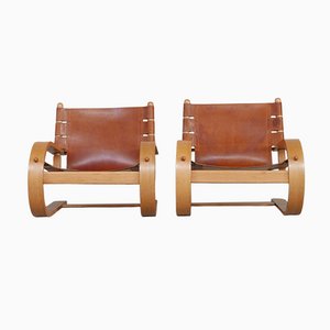 Mid-Century Leather Scacciapensieri Armchairs for Poltronova, Set of 2