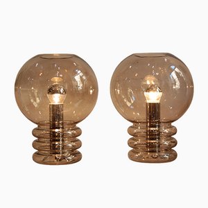 Große Tischlampen aus Rauchglas von Glashütte Limburg, 1960er, 2er Set