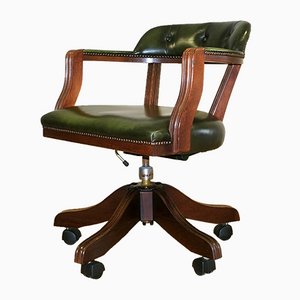 Green Leather Swivel Captain Chair with Studs from Ring Mekanikk