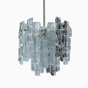 Mid-Century Ice Glass Chandelier from Kalmar