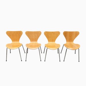 Dänischer Vintage Modell 3107 Stuhl von Arne Jacobsen für Fritz Hansen, 4er Set