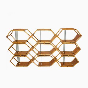 Italian Bamboo and Brass Wall Shelves by Purini and Mariani for Vivai Del Vivai, 1976