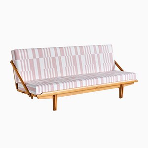 Swedish Oak and Pierre Frey Fabric Sofa / Daybed by Poul M. Volther for Gemla Möbler Sweden, 1955