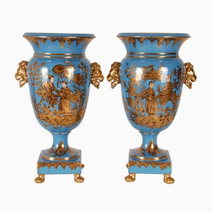 Antique Baroque Style Porcelain Chinoiserie Vase by Johann Gregorius Höroldt for Meissen, Set of 2